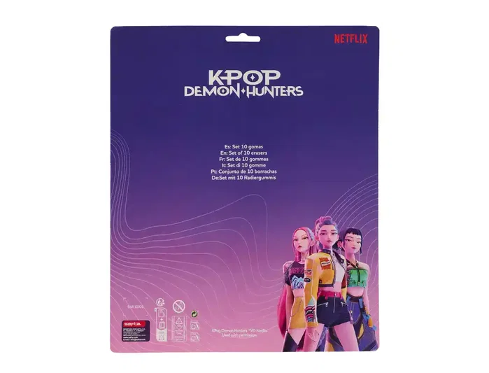 Safta Goma de borrar K-pop demon hunters stationery blíster de 10 unidades Safta Goma de borrar K-pop demon hunters stationery blíster de 10 unidades