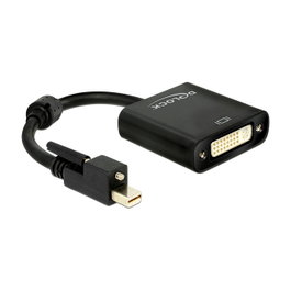 DeLOCK Adaptador de vídeo mini DisplayPort 1.2 macho con tornillo a DVI hembra, 0,25 m, negro