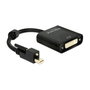 DeLOCK Adaptador de vídeo mini DisplayPort 1.2 macho con tornillo a DVI hembra, 0,25 m, negro