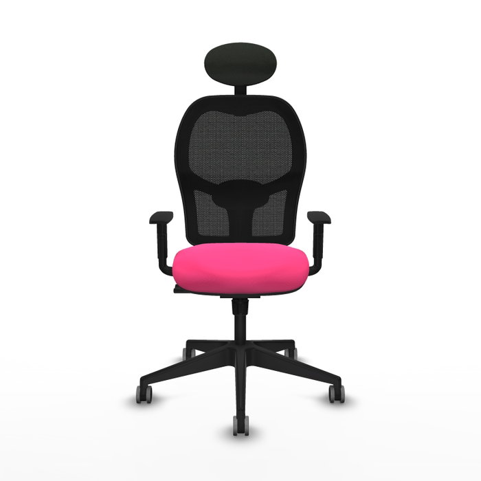 PIQUERAS Y CRESPO Silla de oficina Alocén sincro malla negra y similpiel rosa PIQUERAS Y CRESPO Silla de oficina Alocén sincro malla negra y similpiel rosa