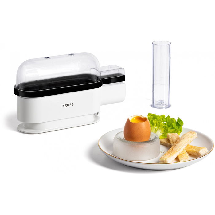 Krups EG 234115 Ovomat Trio Hervidor de Huevos - Capacidad 3 Huevos, Duro, Medio, Suave, Negro/Blanco, 300W