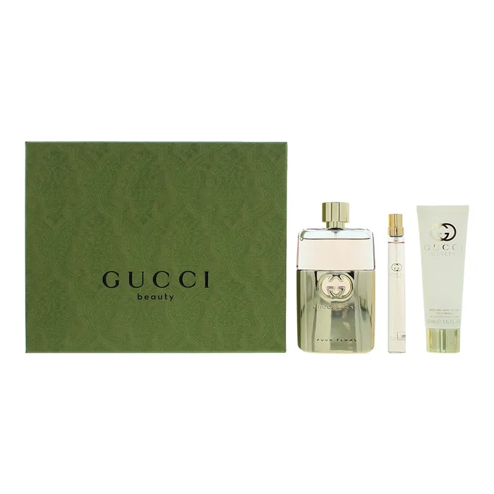 Gucci Guilty Pour Femme Gift Set con Eau De Parfum de 90 ml y 10 ml más Loción Corporal de 50 ml Gucci Guilty Pour Femme Gift Set con Eau De Parfum de 90 ml y 10 ml más Loción Corporal de 50 ml