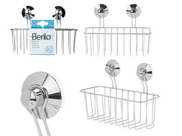 Berilo Soporte Pared Rectangular Acero Ventosa Metal 24 x 18 x 10 cm (Set de 12)