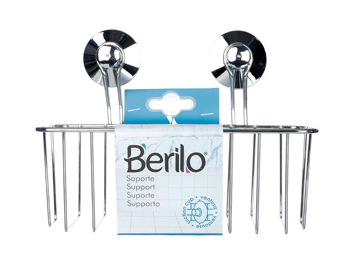 Berilo Soporte Pared Rectangular Acero Ventosa Metal 24 x 18 x 10 cm (Set de 12)