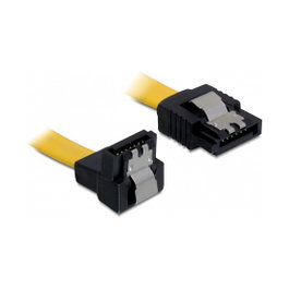 DeLOCK Cable SATA de 0,1 m Macho/Macho Amarillo con ángulo hacia abajo