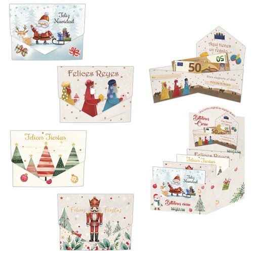 ARGUVAL Billetero de Felicitación Navidad con Cierre, Surtido de 48 Unidades (4 Diseños) ARGUVAL Billetero de Felicitación Navidad con Cierre, Surtido de 48 Unidades (4 Diseños)