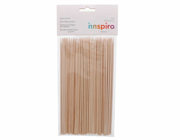 Innspiro Bastones de madera natural 200x2,5mm 50u. Innspiro Bastones de madera natural 200x2,5mm 50u.