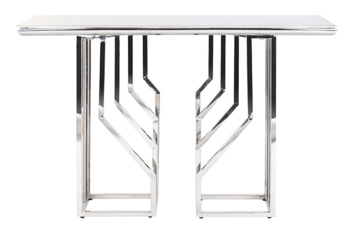 DKD Home Decor Consola Moderno Blanco Plateado Acero Cristal 40 x 78 x 120 cm