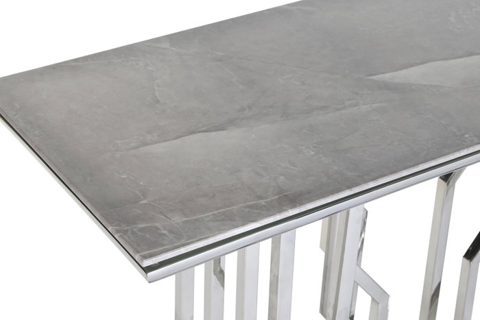 DKD Home Decor Consola Moderno Blanco Plateado Acero Cristal 40 x 78 x 120 cm