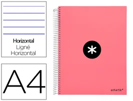 Antartik Cuaderno Espiral A4 Micro Tapa Forrada 120 Hojas 90 gr Horizontal Color Coral