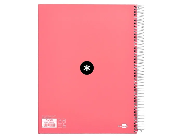 Antartik Cuaderno Espiral A4 Micro Tapa Forrada 120 Hojas 90 gr Horizontal Color Coral