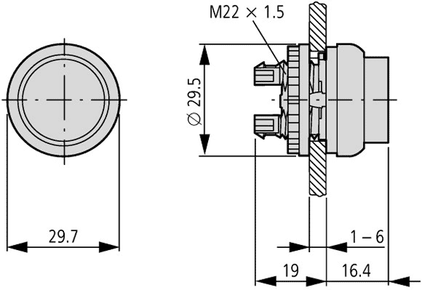 EATON ELECTRIC Interruptor de presión RMQ-Titan rojo 22mm