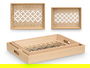Giftdecor Set 2 Bandejas Rectangulares Circulos Madera y Vidrio Transparente 40x31x6.5 cm (Set de 6)