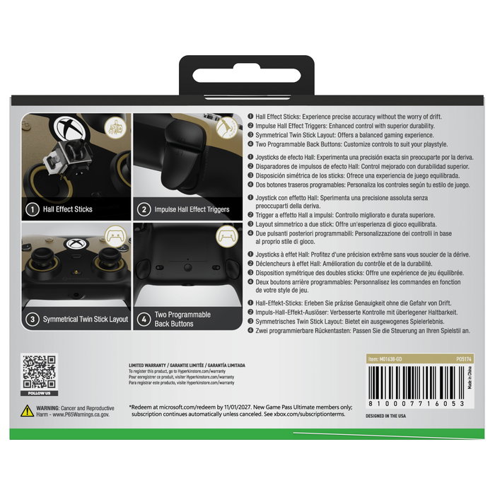 HYPERKIN The Competitor Gamepad Oro y Negro