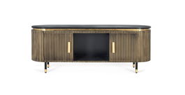 GINER Y COLOMER Mueble de TV en Madera de Mango con Acabado en Bronce 150 cm - Negro y Bronce