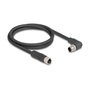 DeLOCK Cable M12 L-Codificado, 4 Pines, Conector Macho Angular Derecho a Conector Hembra Recto, PUR, Para Cadena Portacables, 3 m, Negro, Ref. 80530