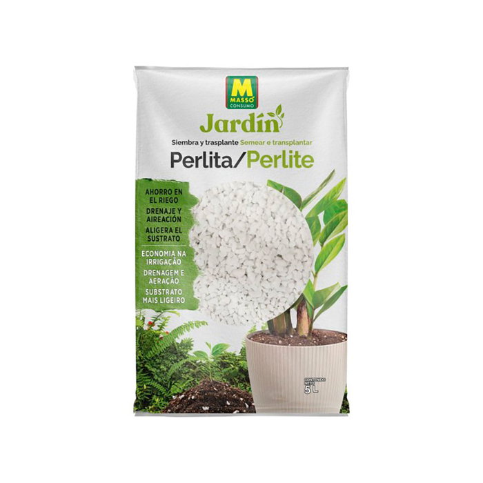 Massó Perlita Mineral para Sustrato Volcánica Blanca 5 Litros - Para Siembra, Transplante, Aireación y Protección Térmica de Plantas Massó Perlita Mineral para Sustrato Volcánica Blanca 5 Litros - Para Siembra, Transplante, Aireación y Protección Térmica de Plantas
