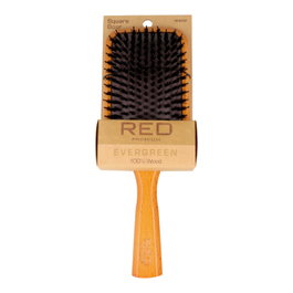 Red Kiss Premium Evergreen Wooden Brush Square Boar Paddle