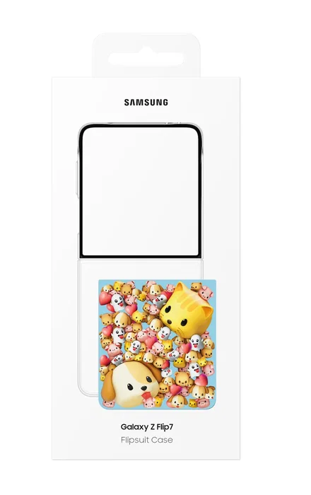 Samsung Flipsuit Case EF-ZF766CTEGWW funda con pantalla LED y juegos para Galaxy Z Flip7, 17.5 cm (6.9"), transparente, silicona, efectos personalizables