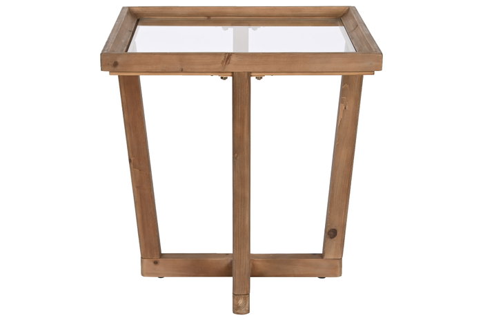 DKD Home Decor Mesita Auxiliar Abeto y Cristal Natural Marrón DKD Home Decor Mesita Auxiliar Abeto y Cristal Natural Marrón