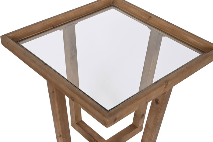 DKD Home Decor Mesita Auxiliar Abeto y Cristal Natural Marrón DKD Home Decor Mesita Auxiliar Abeto y Cristal Natural Marrón