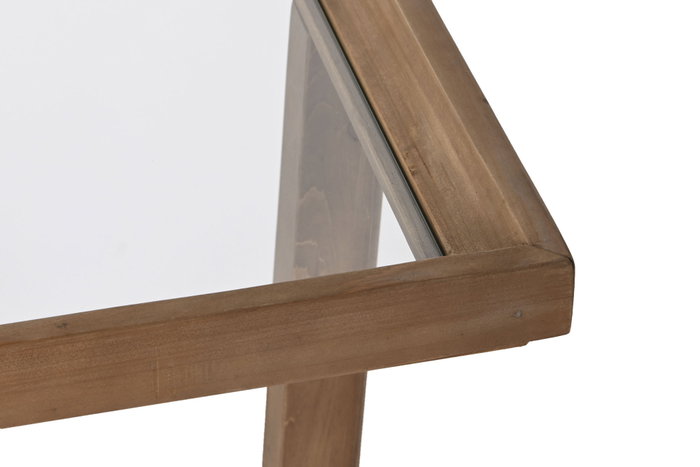 DKD Home Decor Mesita Auxiliar Abeto y Cristal Natural Marrón DKD Home Decor Mesita Auxiliar Abeto y Cristal Natural Marrón