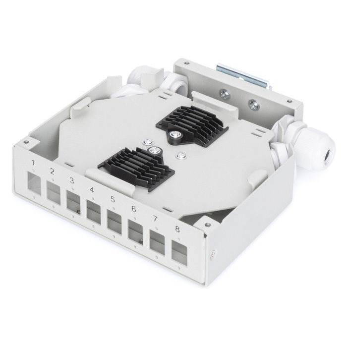 Digitus Caja de empalme de carril DIN para 8 acopladores LC/DX DN-96891