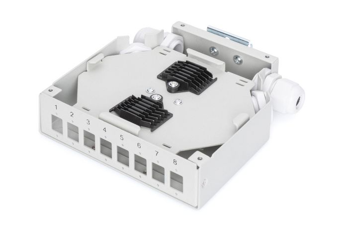 Digitus Caja de empalme de carril DIN para 8 acopladores LC/DX DN-96891