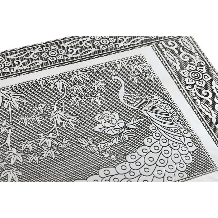 DKD Home Decor Joyero Indio Pavo Real Plateado y Verde