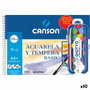Canson Bloc Acuarela y Témpera Basik Espiral 10 Hojas + 12 Mini Acuarelas + Pincel Gratis