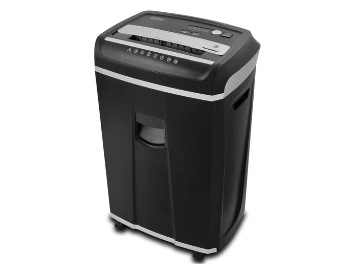 Q-connect Destructora de Documentos Antiatascos Seguridad P-4, Corte 20 Hojas, Papelera 26.5L, Clips, Grapas, Tarjetas, CD