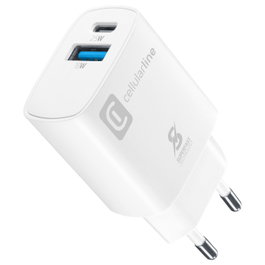 Cellularline Cargador de Viaje Dual Port 25W Blanco para Samsung