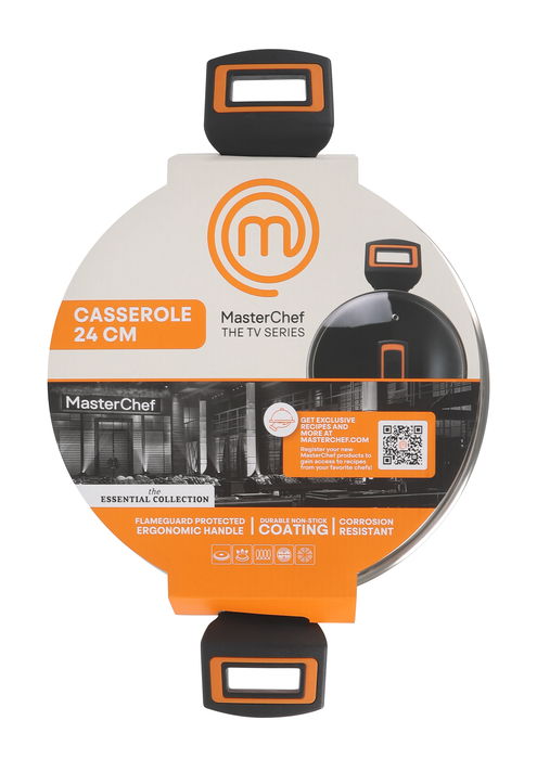 Cacerola con Tapa de Vidrio 24 cm Aluminio Forjado 2.5 mm 2 Asas Mc (4 Unidades)