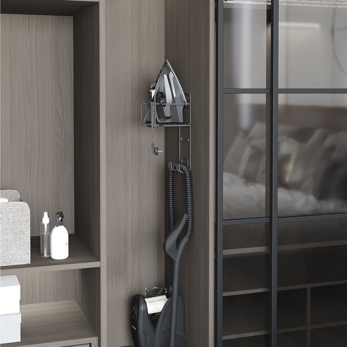 Emuca Soporte para tabla de planchar, accesorios de planchado y plancha, Acero, Gris antracita