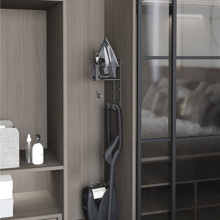 Emuca Soporte para tabla de planchar, accesorios de planchado y plancha, Acero, Gris antracita Emuca Soporte para tabla de planchar, accesorios de planchado y plancha, Acero, Gris antracita