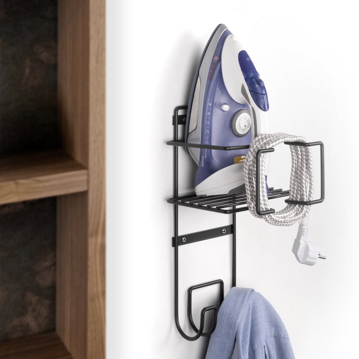 Emuca Soporte para tabla de planchar, accesorios de planchado y plancha, Acero, Gris antracita Emuca Soporte para tabla de planchar, accesorios de planchado y plancha, Acero, Gris antracita
