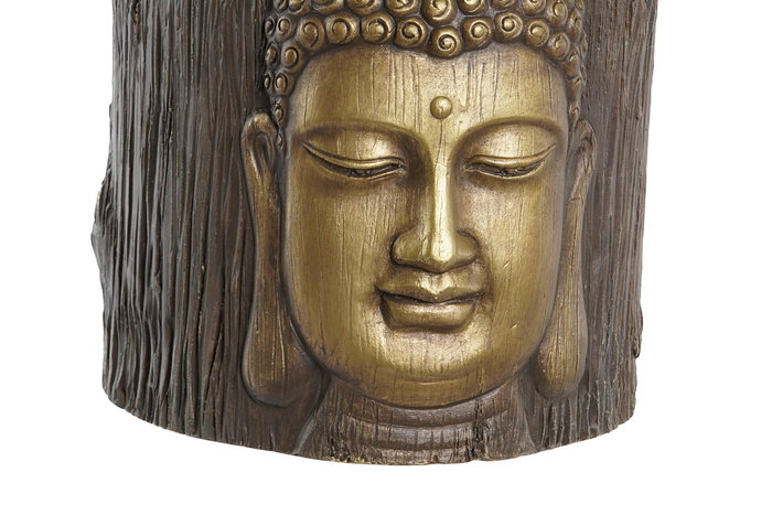 DKD Home Decor Macetero Oriental Dorado Marron Fibra de Vidrio Buda 29 x 26 x 30 cm (2 Unidades)