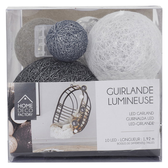 Home Deco Factory Guirnalda Luz 10 Led Gris Decorativa 192cm