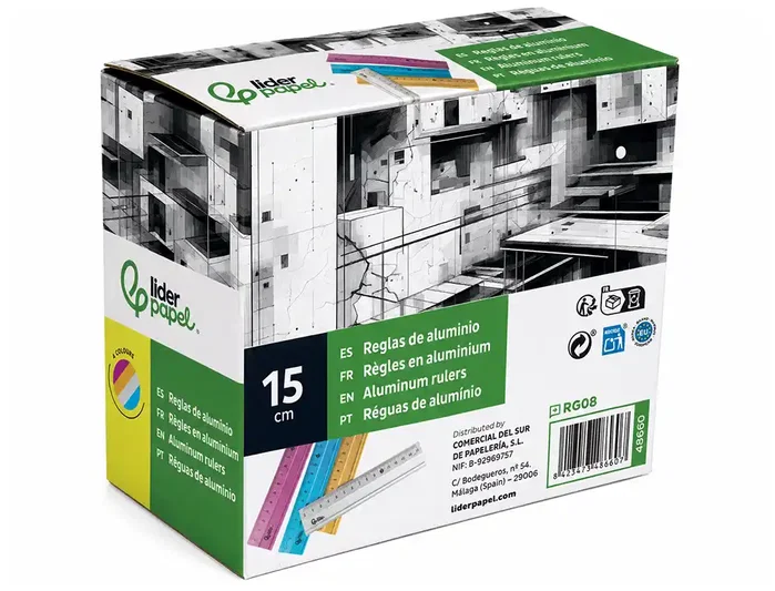 Liderpapel Regla de 15 cm de Aluminio Colores Surtidos