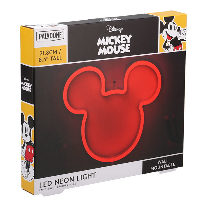 Paladone Luz de Neón LED Mickey Mouse Disney, Silueta Decorativa para Pared, 21.8 cm