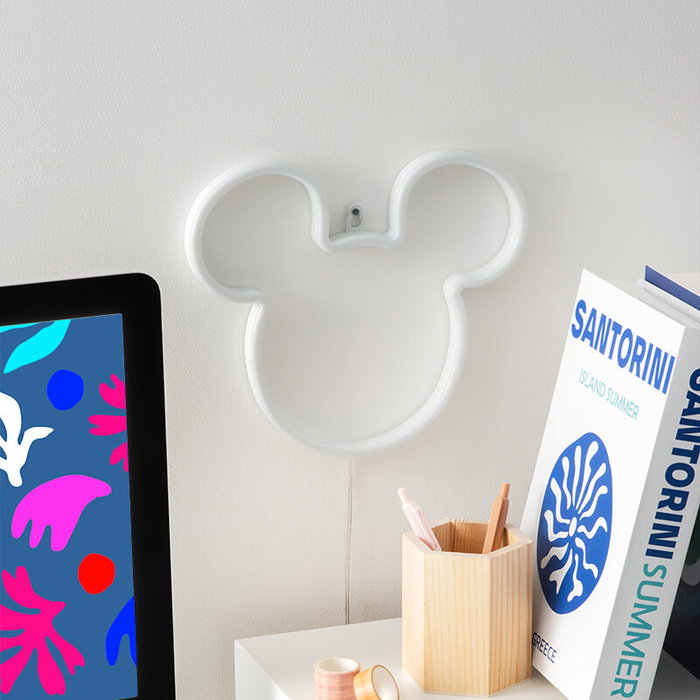Paladone Luz de Neón LED Mickey Mouse Disney, Silueta Decorativa para Pared, 21.8 cm