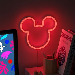 Paladone Luz de Neón LED Mickey Mouse Disney, Silueta Decorativa para Pared, 21.8 cm