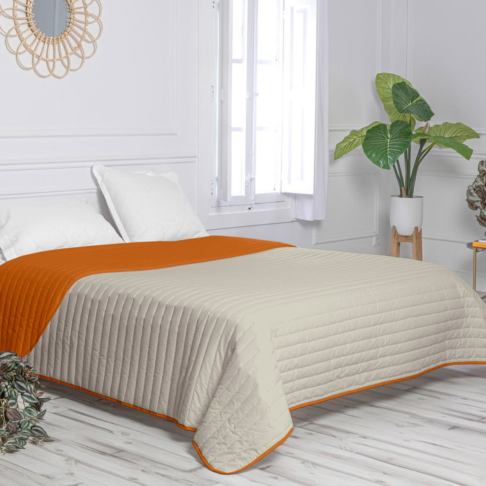 Colcha Reversible HappyFriday Basic Dash Naranja 270 x 260 cm Colcha Reversible HappyFriday Basic Dash Naranja 270 x 260 cm