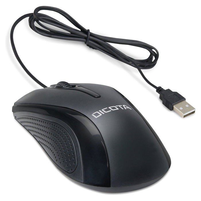 DICOTA D32011 Ratón USB Tipo A, 1200 DPI, Ambidextro, Negro