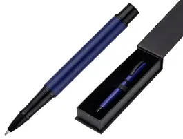 Belius Roller Turbo Aluminio Azul/Negro, Tinta Negra 0.7mm, Diseño Inspirado en Carreras con Caja Magnética
