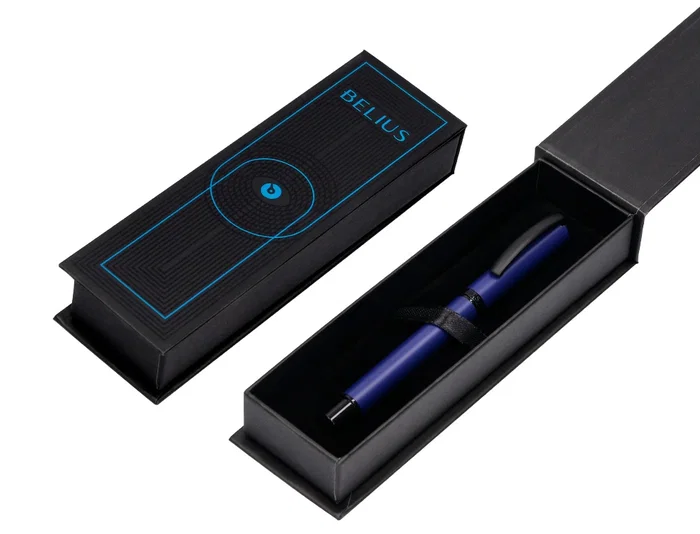 Belius Roller Turbo Aluminio Azul/Negro, Tinta Negra 0.7mm, Diseño Inspirado en Carreras con Caja Magnética