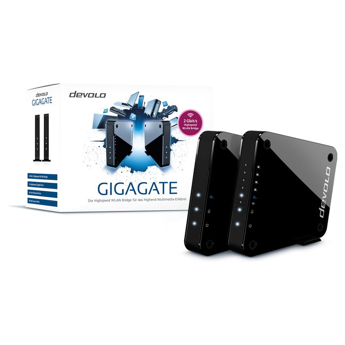Devolo GigaGate Starterkit 2er Set High Speed WLAN Bridge Repeater 2000 MB