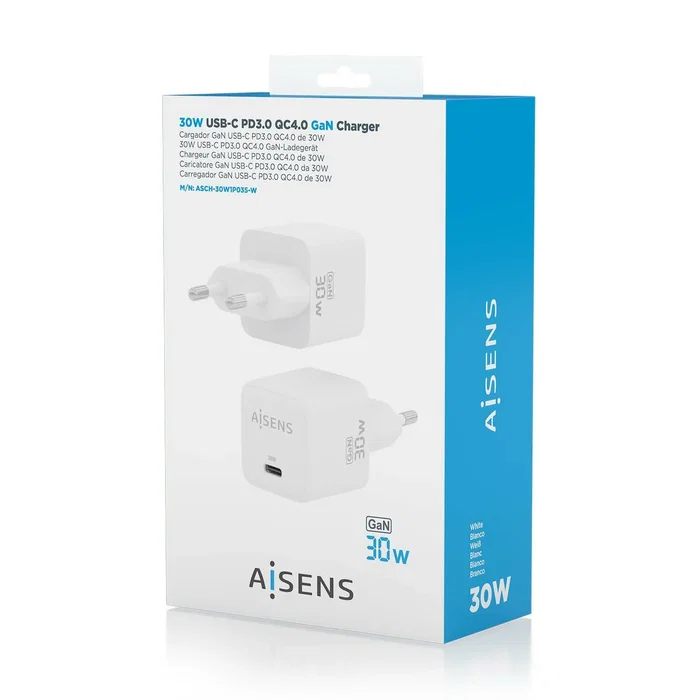 Aisens Cargador GaN 30W USB-C Blanco