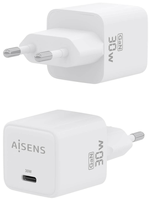 Aisens Cargador GaN 30W USB-C Blanco ASCH-30W1P035-W