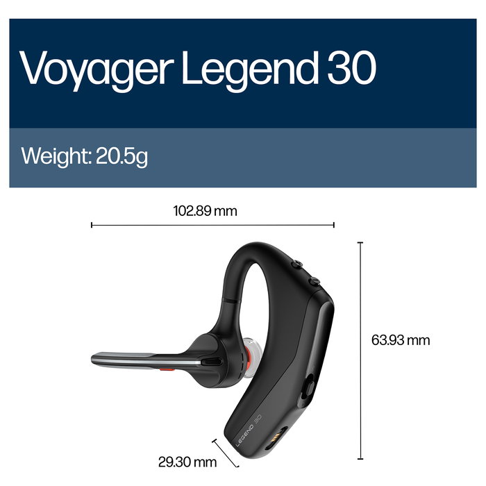 HP Voyager Legend 30 Headset Auriculares Inalámbricos para Llamadas y Música Color Negro